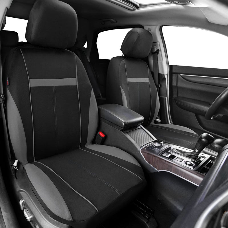 CAR-GRAND Universal Fit Sporty Cloth Full Set Car Seat Covers, Fit for Car, Truck, Sedan, Vans, SUV, Breathable, Washable, Airbag Compatible, Zipper Design - Image 2